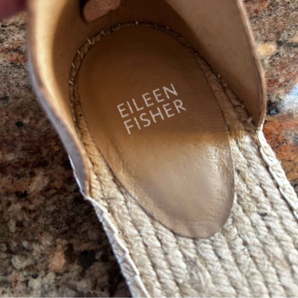 NEW $140~Eileen Fisher~LALA Gold Leather Ankle Strap Espadrille Flats~8/8.5 - Picture 10 of 11